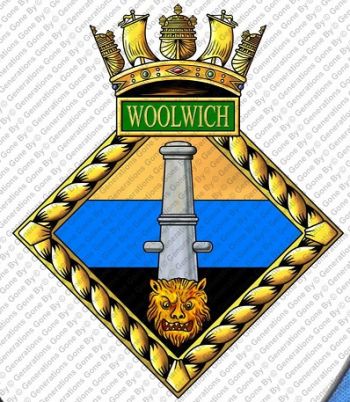 Coat of arms (crest) of the HMS Woolwich, Royal Navy