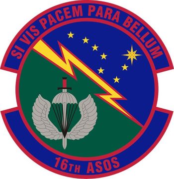 Coat of arms (crest) of the 16th Air Support Operations Squadron, US Air Force
