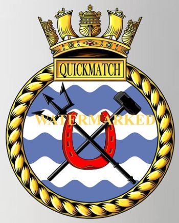 Coat of arms (crest) of the HMS Quickmatch, Royal Navy