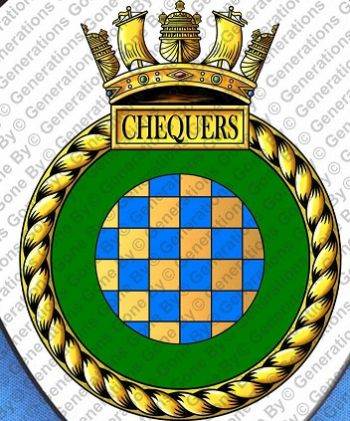 Coat of arms (crest) of the HMS Chequers, Royal Navy