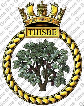 Coat of arms (crest) of the HMS Thisbe, Royal Navy
