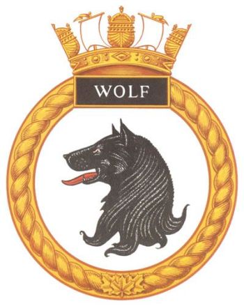 Coat of arms (crest) of the HMCS Wolf, Royal Candian Navy
