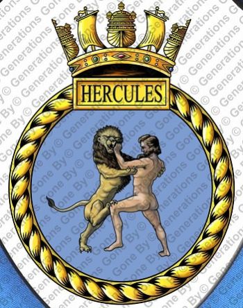 Coat of arms (crest) of the HMS Hercules, Royal Navy
