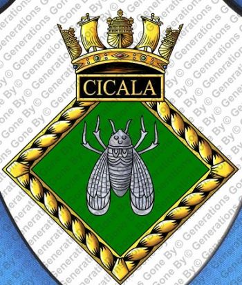 Coat of arms (crest) of the HMS Cicala, Royal Navy