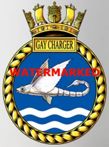 Coat of arms (crest) of the HMS Gay Charger, Royal Navy