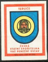 Arms (crest) of TepliceThe arms on a matchbox label