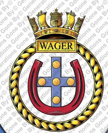 Coat of arms (crest) of the HMS Wager, Royal Navy