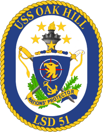 Coat of arms (crest) of the Dock Landing Ship USS Oak Hill (LSD-51)