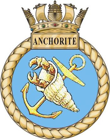 Coat of arms (crest) of the HMS Anchorite, Royal Navy