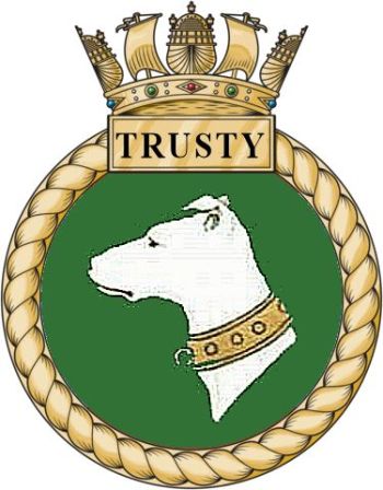 Coat of arms (crest) of the HMS Trusty, Royal Navy