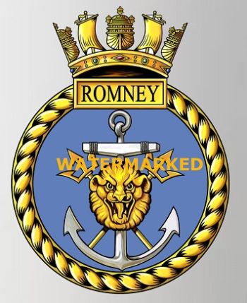 Coat of arms (crest) of the HMS Romney, Royal Navy