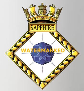 Coat of arms (crest) of the HMS Sapphire, Royal Navy