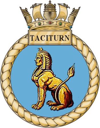 Coat of arms (crest) of the HMS Taciturn, Royal Navy