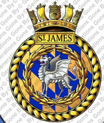 Coat of arms (crest) of the HMS St James, Royal Navy