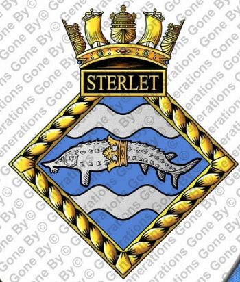 Coat of arms (crest) of the HMS Sterlet, Royal Navy