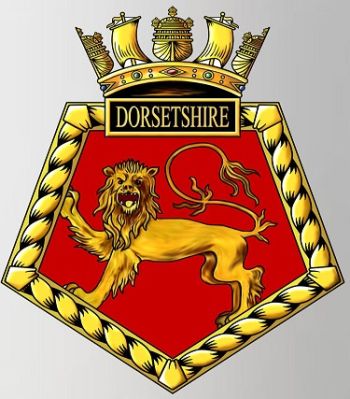 Coat of arms (crest) of the HMS Dorsetshire, Royal Navy