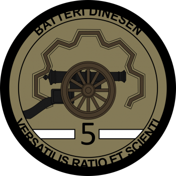 Emblem (crest) of the 5th Battery (Dinesen Battery), II Combat Capability Battalion, The Danish Artillery Regiment, Danish Army
