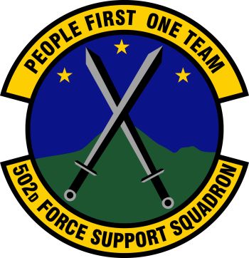 Coat of arms (crest) of the 502nd Force Support Squadron, US Air Force