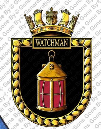 Coat of arms (crest) of the HMS Watchman, Royal Navy
