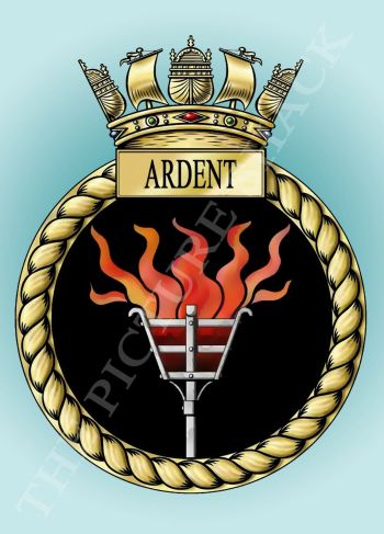 Coat of arms (crest) of the HMS Ardent, Royal Navy