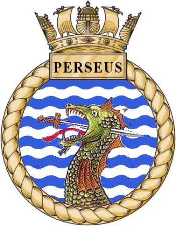 Coat of arms (crest) of the HMS Perseus, Royal Navy