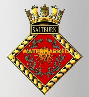 Coat of arms (crest) of the HMS Saltburn, Royal Navy