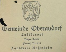 Wappen von Oberaudorf/Arms (crest) of OberaudorfMunicipal stationery, 1960s