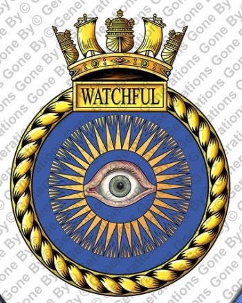 Coat of arms (crest) of the HMS Watchful, Royal Navy