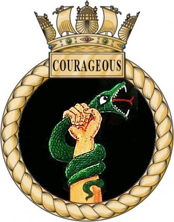 Coat of arms (crest) of the HMS Courageous, Royal Navy