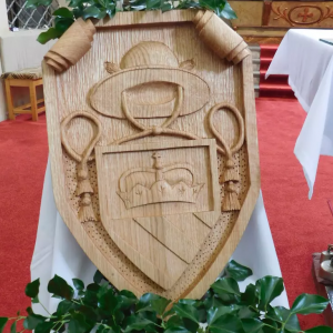 Carved arms of Parish - Decanate of Dobruška