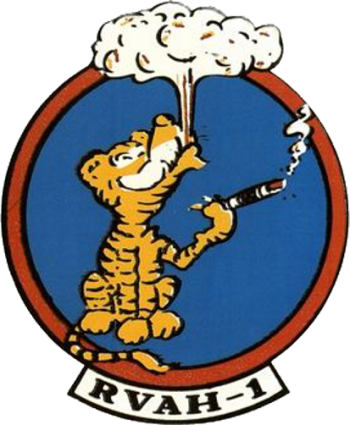 Coat of arms (crest) of the Reconnaissance Heavy Attack Squadron (RVAH)-1 Smokin' Tigers, US Navy