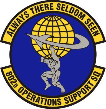 Coat of arms (crest) of the 802nd Operations Support Squadron, US Air Force