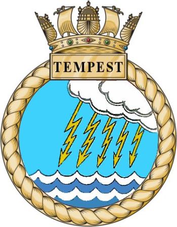 Coat of arms (crest) of the HMS Tempest, Royal Navy