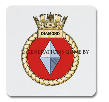 Coat of arms (crest) of the HMS Diamond, Royal Navy