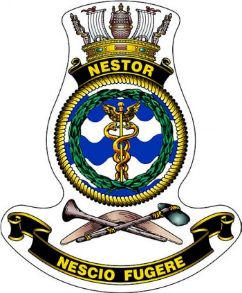 Coat of arms (crest) of the HMAS Nestor, Royal Australian Navy